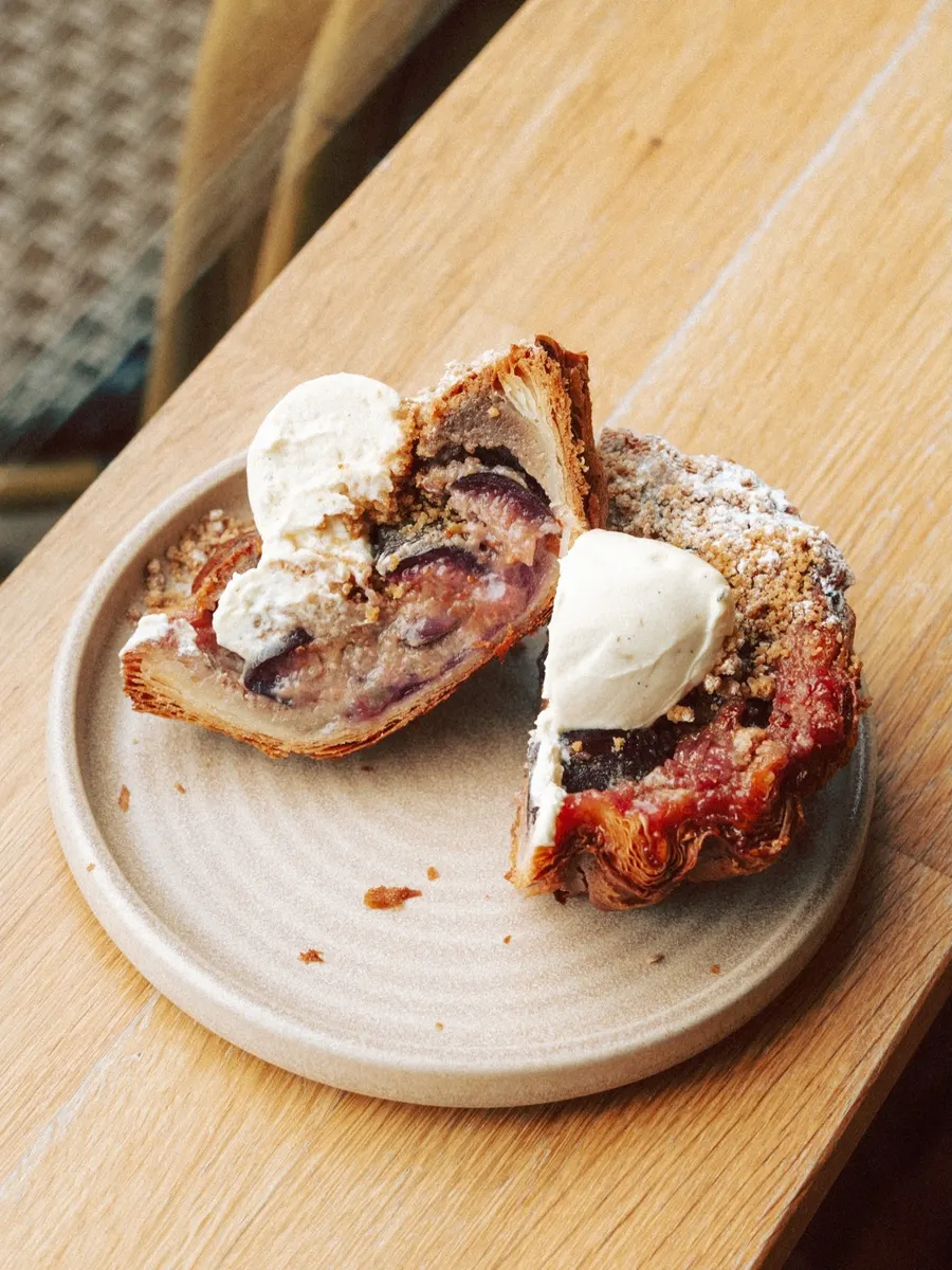 Fig and blackcurrant clafoutis with cream